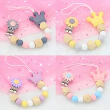 1 шт. клипсы для соски цветок DIY пустышка цепь с силиконовыми бусинами металлический держатель для кормления младенцев прорезывание зубов игрушки пустышки зажимы