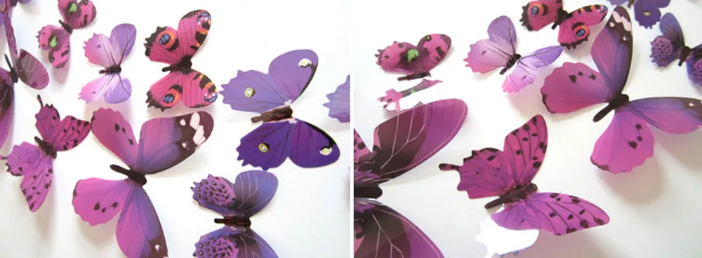 12 шт. ПВХ 3d бабочка Настенный декор милые бабочки настенные наклейки художественные наклейки украшение дома комнаты стены искусства
