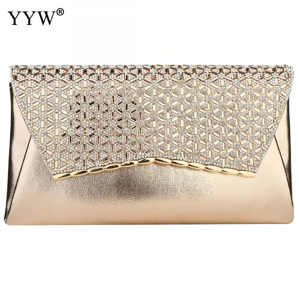 rose gold rhinestone clutch