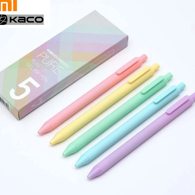 

Original Xiaomi KACO Sign Pens Gel Pens 0.5mm Writing Point ABS Material Smoothing Writing Durable macarons 5pc Pen with Pen Box