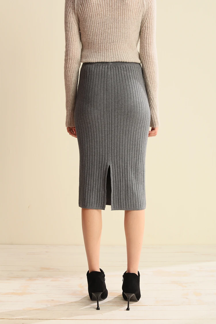 CMAZ осенне-зимняя повседневная женская однотонная приталенная юбка, женская модная юбка длиной до середины икры с завышенной талией, CMAZ19C7405