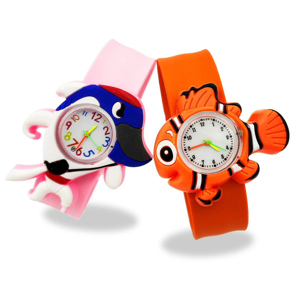 Candy Colors Marine Fish Children's Watches Kids Quartz Watch Shark Toy Sports Silicone Children Slap Watch for Kid Baby Gift afbeelding
