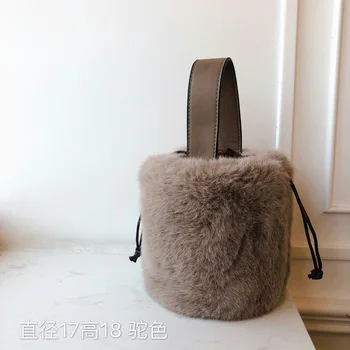 

2019 Autumn Winter Bucket Bag Furry Bag Baita Hand Shoulder Crossbody Bags for Women Bolsa Feminina