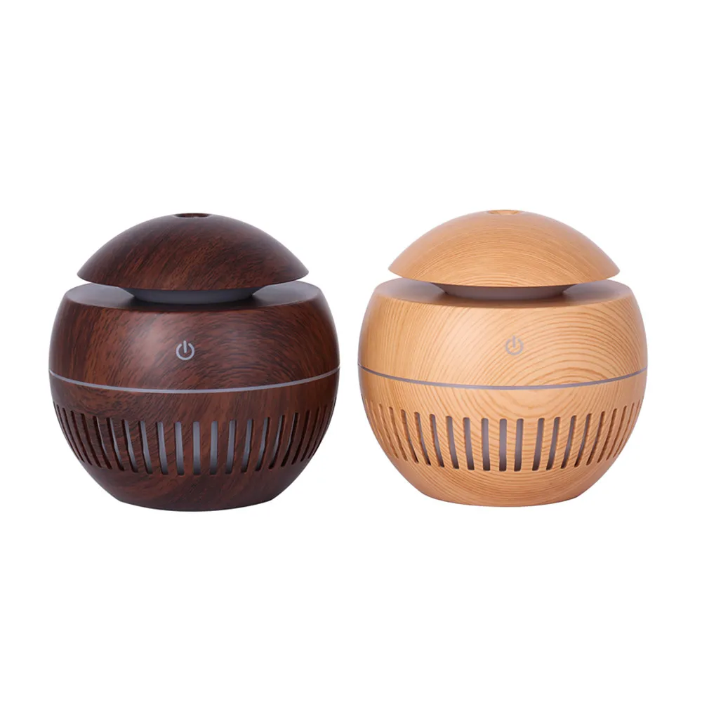 

Air Humidifier 130ml Aroma Essential Oil Diffuser with Wood Grain 7 Color Changing LED Lights for Office Home