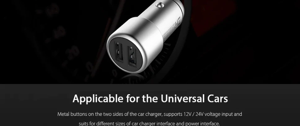 Автомобильное зарядное устройство Xiaomi ZMI QC3.0 Dual USB, быстрое зарядное устройство для путешествий, адаптер, металлический стиль, быстрая зарядка 12 В/1,5 А для мобильного телефона