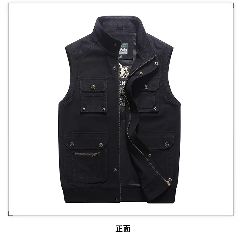 9857# Spring New Style Men Outdoor Fishing Waistcoat Youth Large Size Loose-Fit Multi-pockets Waistcoat