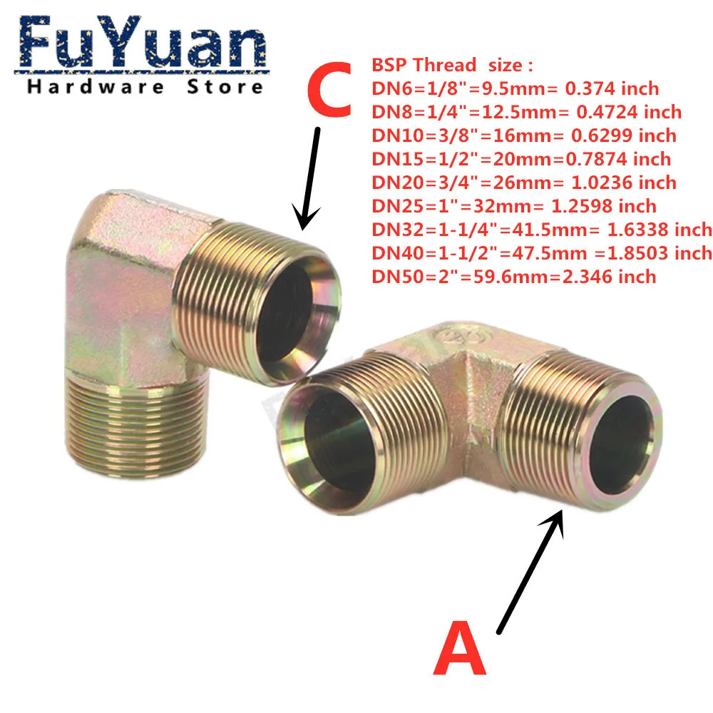 1PCS High Pressure Hydraulic Oil Tubing Transition Fittings elbow 1/8\