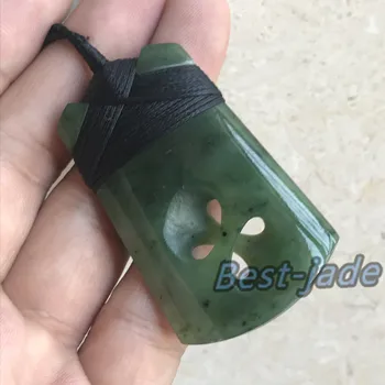 

Vinatge Axe with Twist Natural Green Nephrite pendant Maori NZ POUNAMU Necklace Canadian jade Aquaman koru Greenstone Female DIY