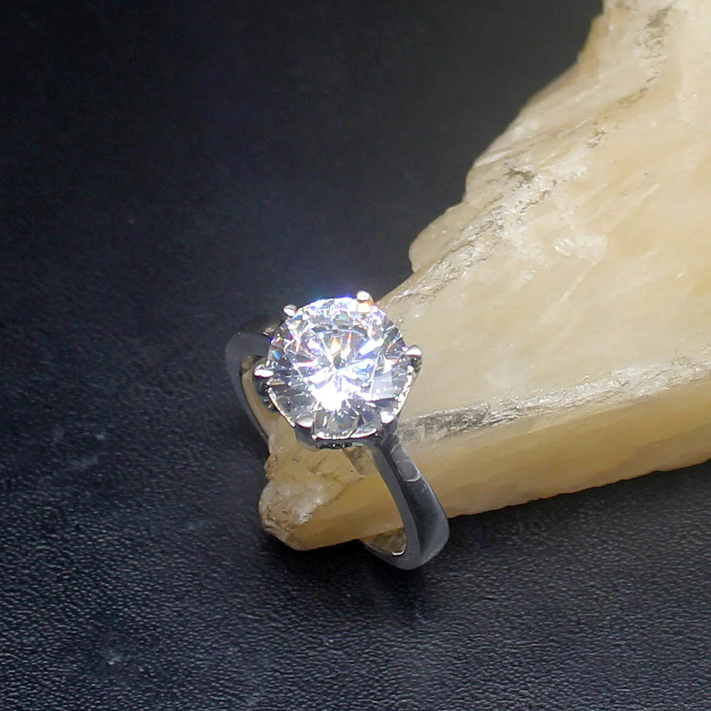 

Gemstonefactory Jewelry Big Promotion Single Unique 925 Silver New Arrival Clear White Topaz Women Men Gifts Rings 6# 20213093