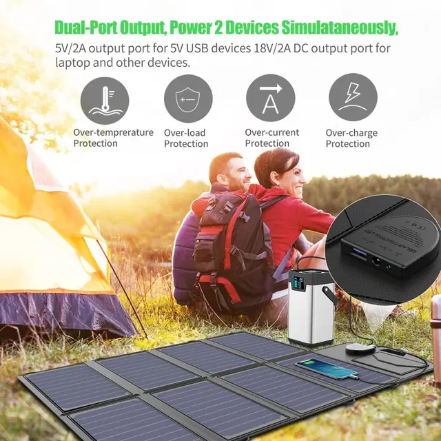 X-DRAGON Solar Panel 40W Solar Battery Charger for iPhone Sumsung Phones Laptops 12V Car Outdoors Battery Hiking 6