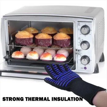 

1 Pair Heat Resistant Thick Silicone Cooking Baking Barbecue Oven Gloves BBQ Grill Mittens Dish Washing Gloves Kitchen Glove