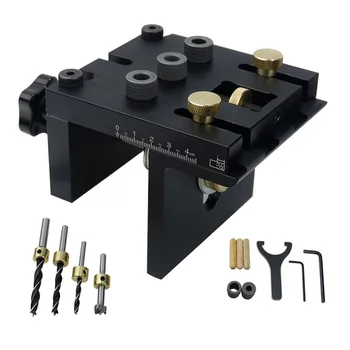 

Doweling Jig Pocket Hole Jig Kit Wood Vertical Drilling Detachable Locator For Furniture Connecting Hole Puncher Carpentry Tools