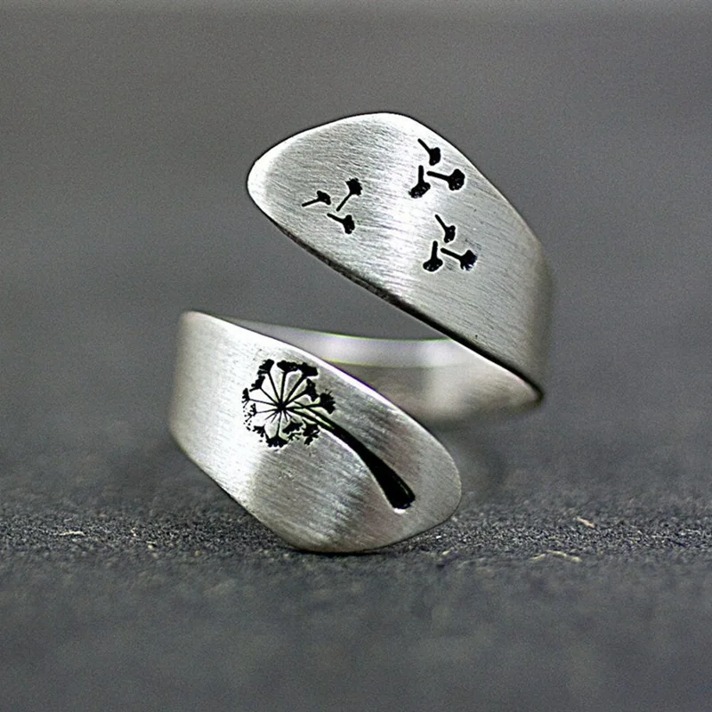 Anillo con diente de león ajustable para mujer y hombre, anillos con abertura para los dedos, joyería para fiesta y boda