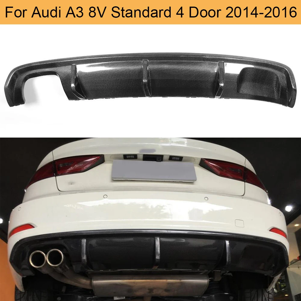 Углеродное волокно автомобильный диффузор губа на задний бампер для Audi A3 8V