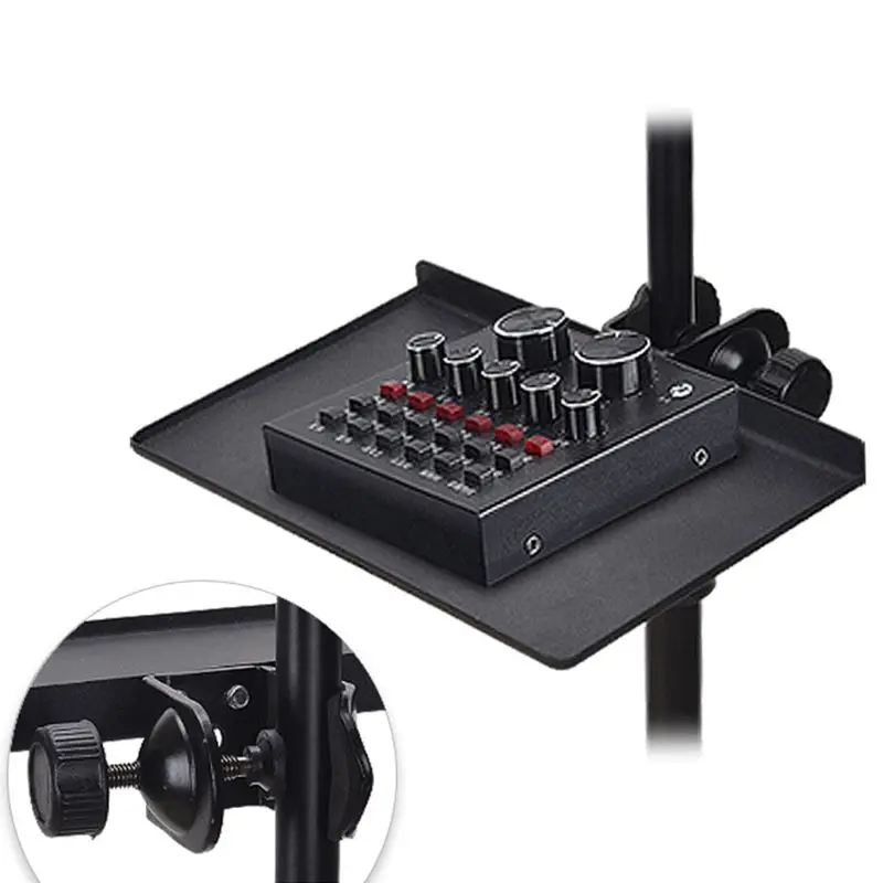  Black Sound Card Tray Live Broadcast Microphone Rack Stand Phone Clip Holder 200x130MM