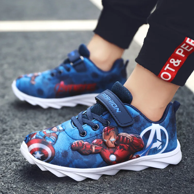 Disney Iron Man Children's Sneakers 2021 Spring and Autumn Girls' Shoes Breathable Boys Lightweight Girls Mermaid Running Shoes boy sandals fashion Children's Shoes