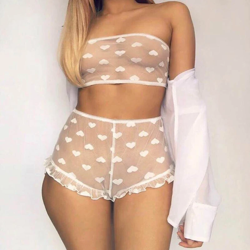 2 Pcs Sexy Lace Panties for Women Underwear Set Floral Lace Satin Bralette Panties Sleepwear Lady Tulle Lingerie Set