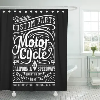 

Car Motorcycle Graphics Classic Vintage Automotive Badge Black Shower Curtain Waterproof Fabric 72 x 78 Inches Set with Hooks