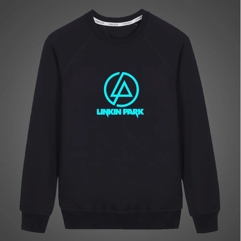 Флуоресцентная светящаяся рок-группа Linkin Park, толстовка для мальчиков и девочек,, мужское осеннее пальто, унисекс, толстовка с капюшоном, Детская Повседневная Толстовка с круглым вырезом