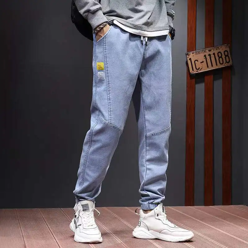 

Jeans Men Goth Pants Harem Denim 2023 Spring summer New Hip Hop Cargo Pants Men Pockets Loose Trousers Blue Gray Big Size M-5XL
