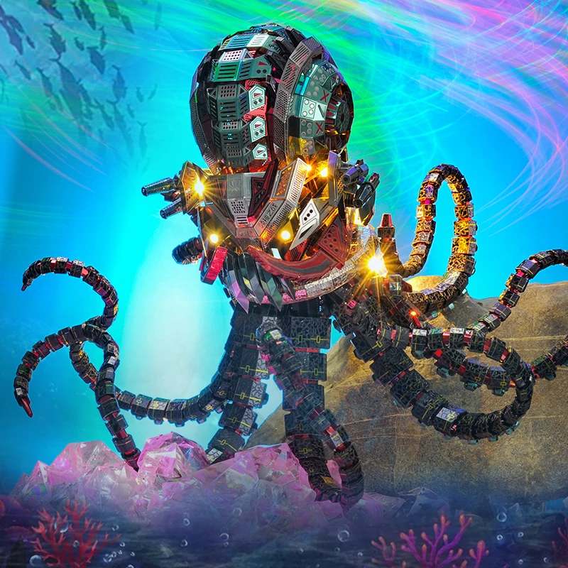 Microworld Octopus Devil model kits DIY laser cutting Jigsaw puzzle fighter model 3D metal Puzzle Toys for Children gifts 5
