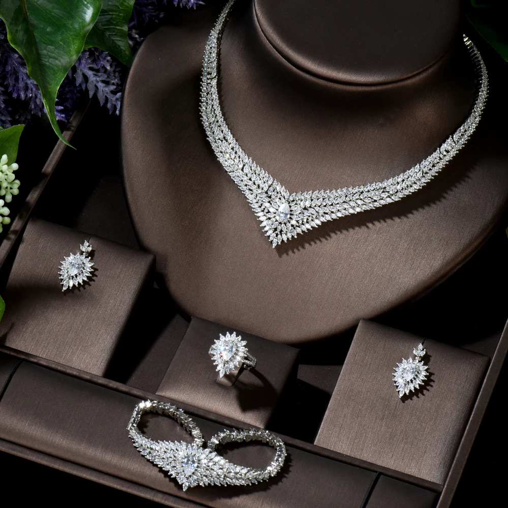 HIBRIDE AAA CZ африканские Ювелирные Изделия Дубай женский круглый свадебный набор
