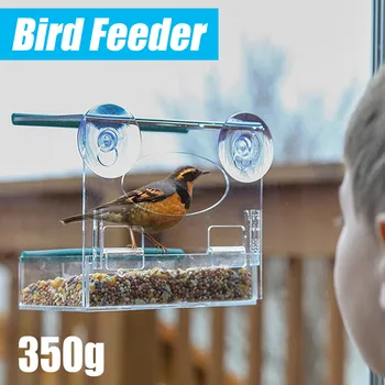 

New Creative Window Bird Feeders Clear Glass Window Viewing Bird Feed Hotel Table Peanut Hanging Suction For Birds Outdoor @45