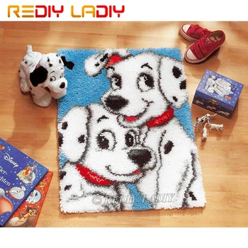 

Latch Hook Kit Make Your Own Rug White Puppy Dogs Tapestry Crocheted Cushion Mat DIY Carpet Rug Pre-Printed Canvas Hobby & Craft