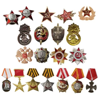 

RED STAR FSB Pin WWII USSR Soviet CCCP Russia Russian Guards badge Imperial Eagle Emblem Lenin Badge honor medal Brooch pendant