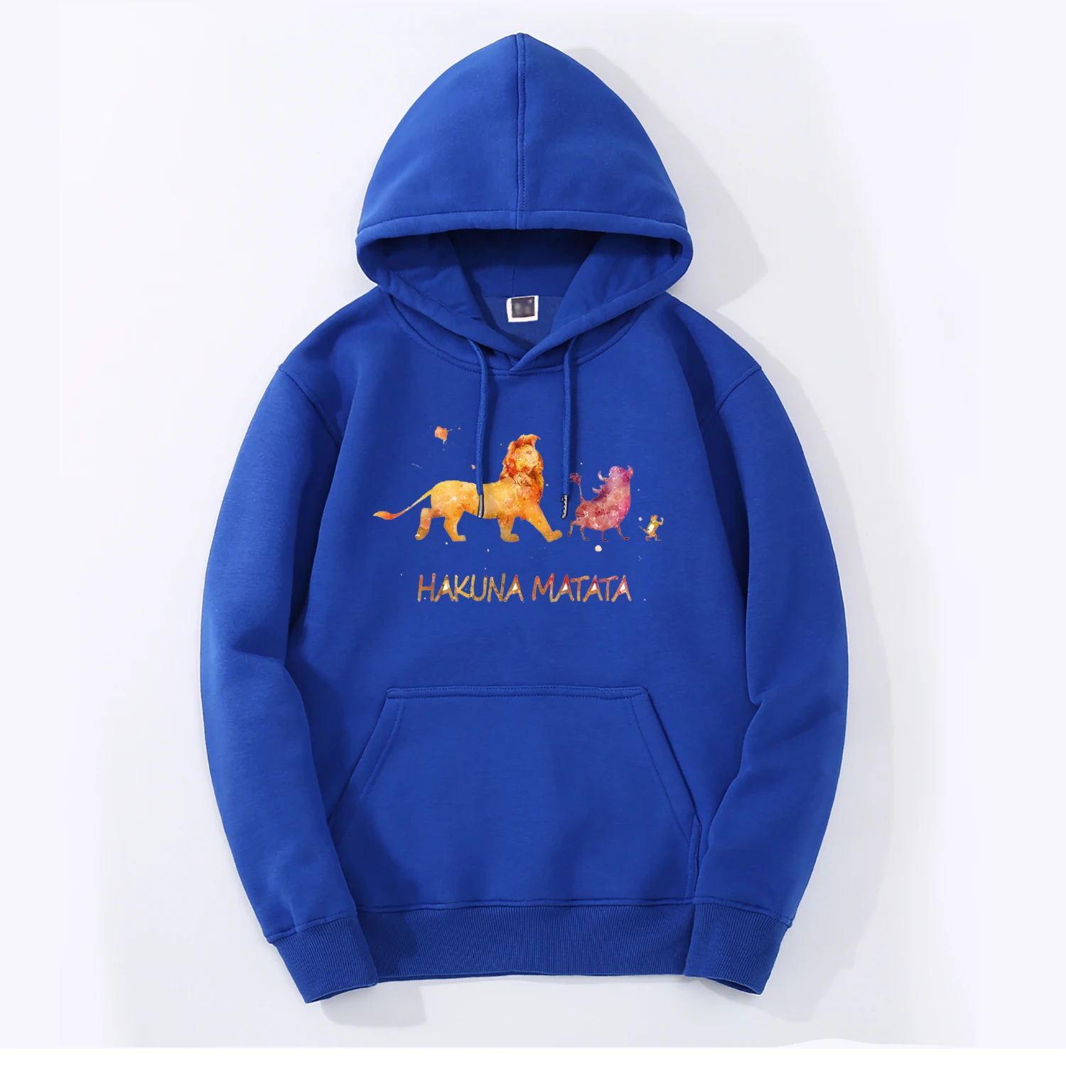 Blue Мужские толстовки с капюшоном «Король Лев» Hakuna Matata, забавные мужские толстовки, зима, Новое поступление, флисовая толстовка с капюшоном, Мужская забавная уличная одежда в стиле хип-хоп - Цвет: Blue