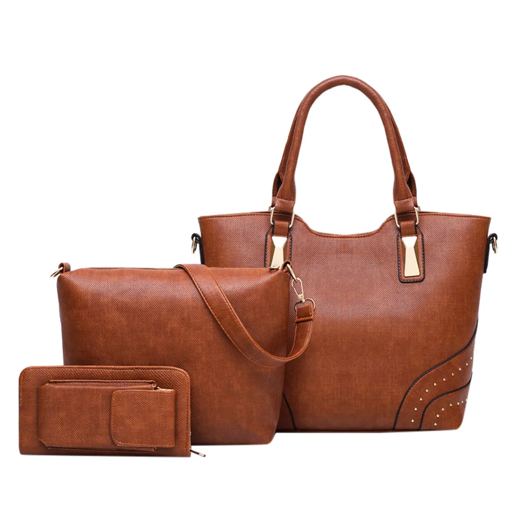 Женская модная простая трехсекционная одноцветная кожаная сумка через плечо, сумки, высококачественные кожаные сумки - Цвет: BW