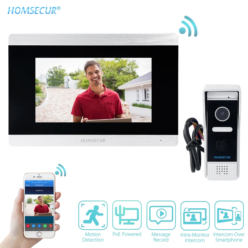 Видеодомофон HOMSECUR 7 &quot Wi Fi система внутренней связи с датчиком движения