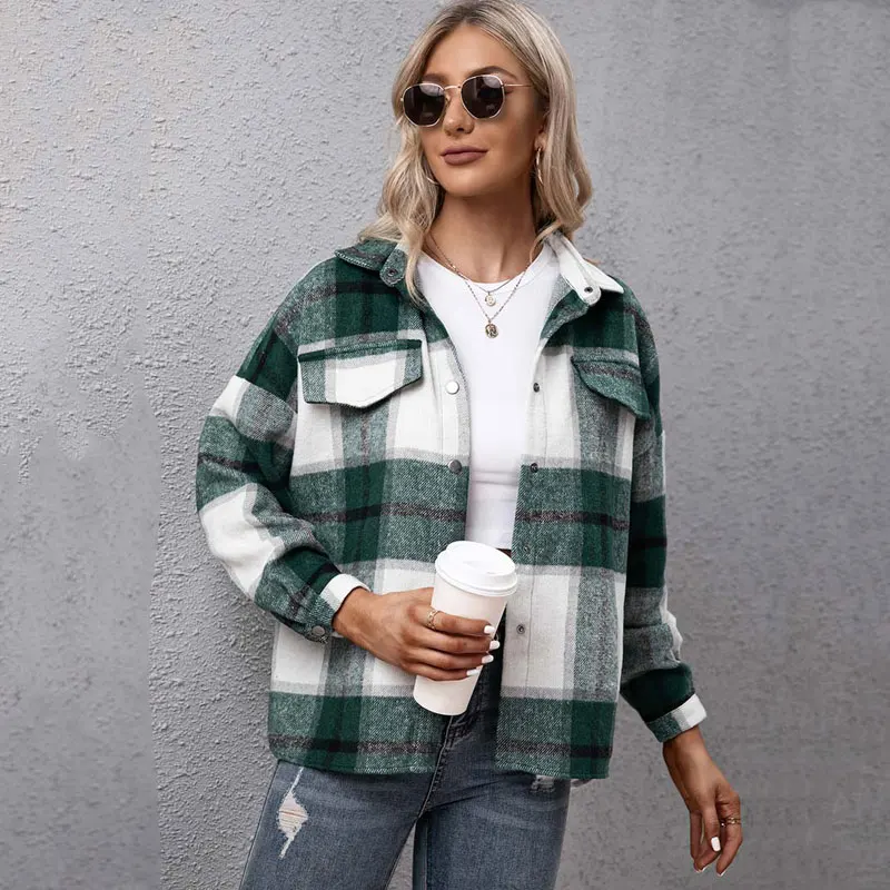 2021 Autumn Plaid Jacket Women 