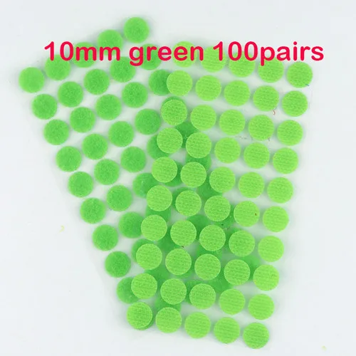 Self Adhesive Fastener Tape Dots 10/15/20/25/30mm Velcros Adhesive Magic Tape White Black Round Hook Loop Boob Tape Strong Glue - Цвет: 10mm green 100pair