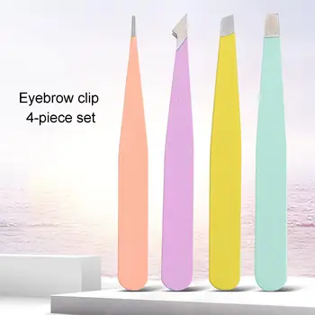 

4Pcs/Set Stainless Steel Slant Eyebrow Tweezers Set Ingrown Hair Removal Tool