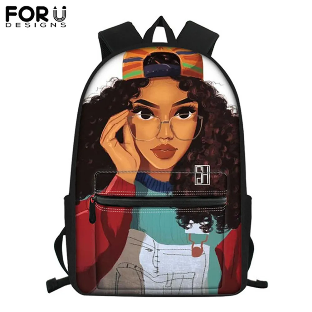 FORUDESIGNS/2019 школьные сумки для девочек черный рюкзак в африканском стиле девушек