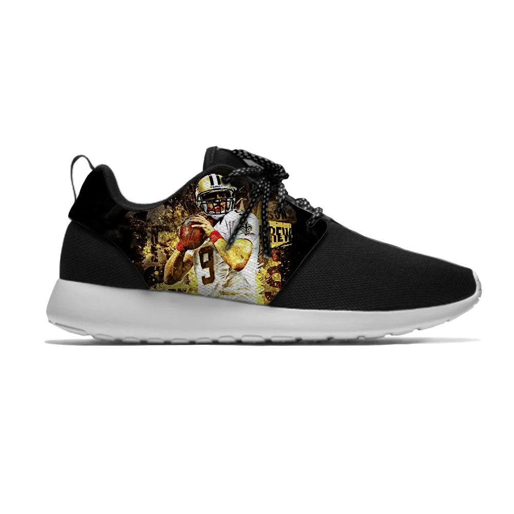 

Saints Breathable Leisure Sport Sneakers New Orleans Football Drew Brees Fans Lightweight Casual Men/Women Running Mesh Shoes