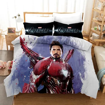 

Disney Iron man single size bedding set for boys bedroom decor queen size duvet covers pillow case twin bed home textile