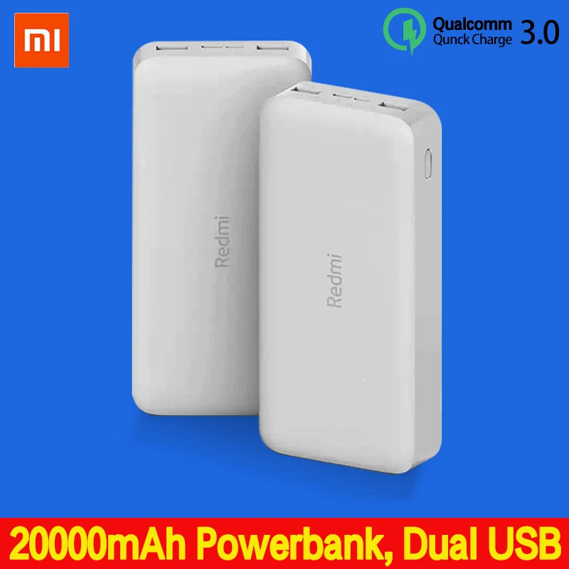 Портативное зарядное устройство Xiaomi Redmi, 20000 мАч, USB Type C, Mi Power bank 10000, быстрая зарядка, внешний аккумулятор Портативное зарядное устройство Xiaomi Redmi, 20000 мАч, USB Type C, Mi Power bank 10000, быстрая зарядка, внешний аккумулятор