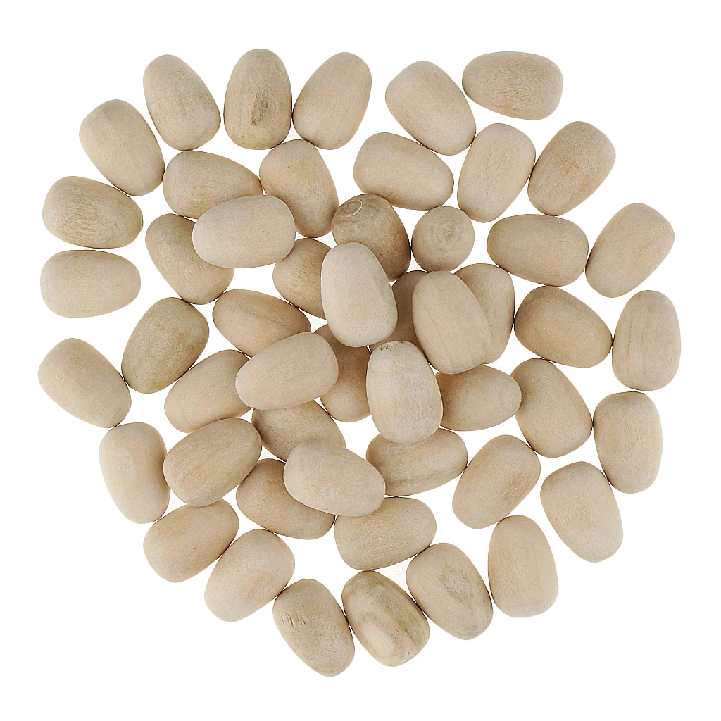 Unpainted Small Wooden Easter Eggs Craft Egg Embellishments 50 Pack Wood Table