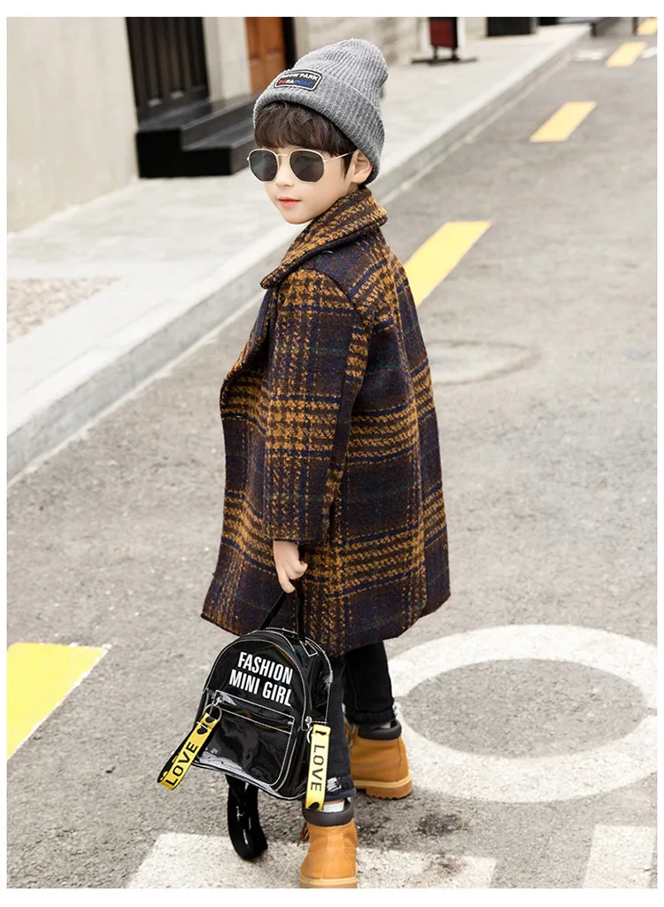 Children Woolen Jacket BOY'S Autumn And Winter New Style Korean-style Mid-length Thick Woolen Overcoat Childrenswear