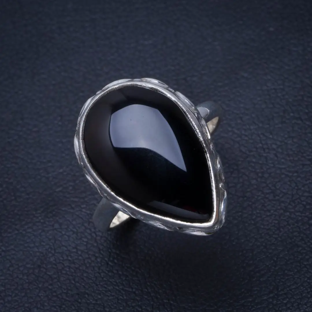 

Natural Black Onyx Handmade Unique 925 Sterling Silver Ring 6.75 B1481