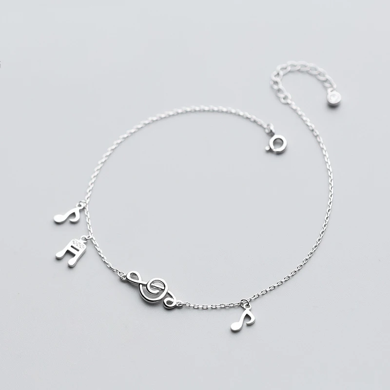 MloveAcc 925 Sterling Silver Cute Music Note Charm Anklet for Women Silver Ankle Bracelet Jewelry on Leg Chain Adjustable Length MloveAcc 925 Sterling Silver Cute Music Note Charm Anklet for Women Silver Ankle Bracelet Jewelry on Leg Chain Adjustable Length