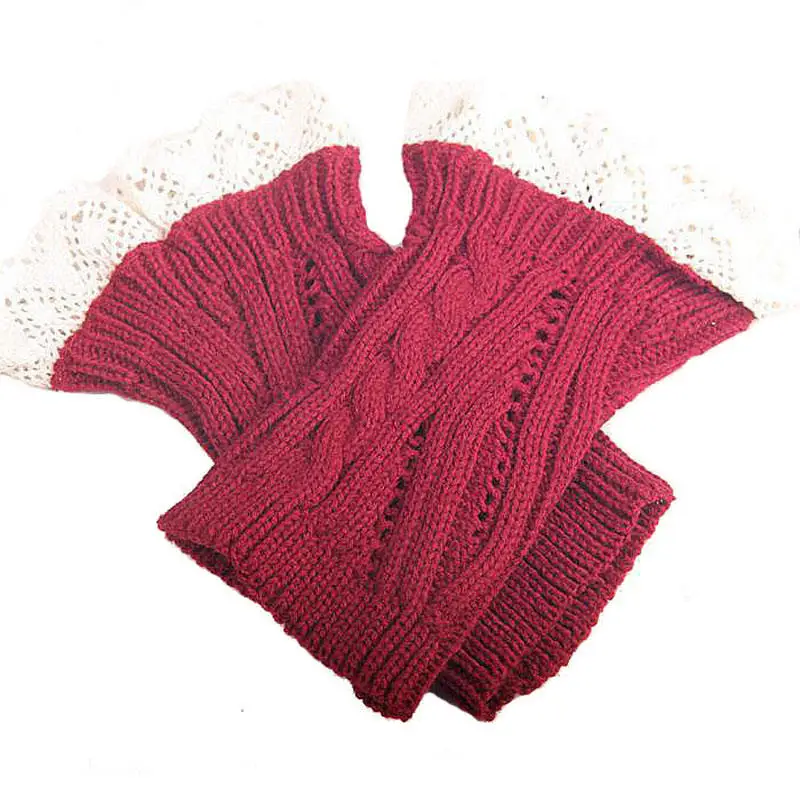 Новые женские кружевные вязаные гетры, вязаные зимние носки с манжетами