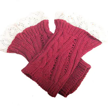 

New Women Lace Knit Leg Warmers Socks Crochet Trim Winter Cuffs Toppers Boot Sock