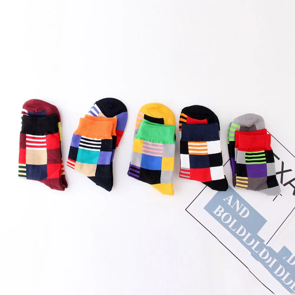 Корейские женские клетчатые носки в стиле Харадзюку, цветные клетчатые носки с геометрическим рисунком, мужские хлопковые носки в стиле хип-хоп, уличная одежда унисекс, новые носки