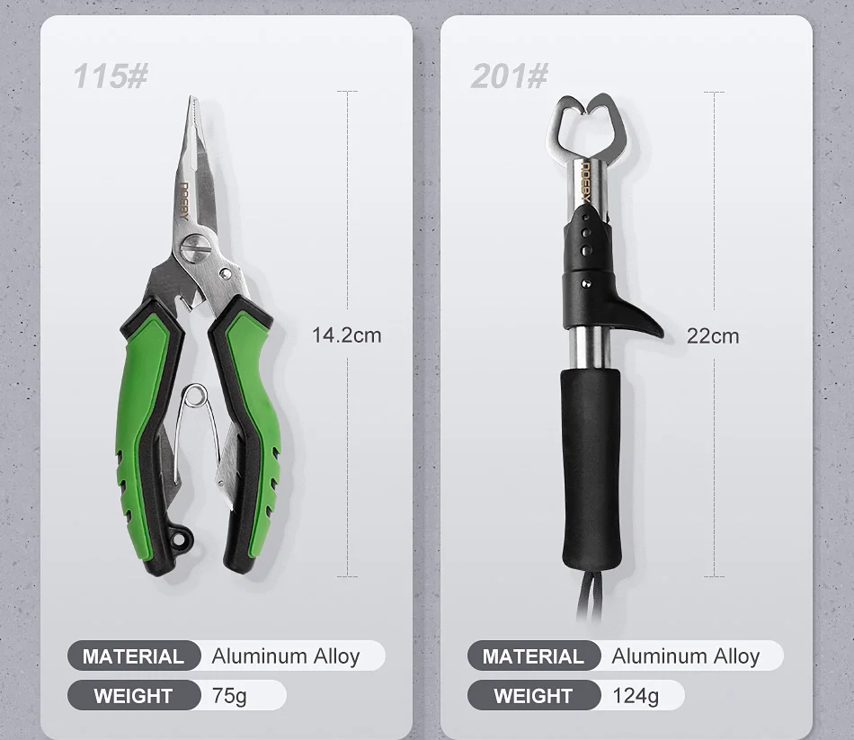Noeby Angeln Grip Zangen Verschiedene Modelle Fisch Haken Controller Aluminium Legierung Fisch Lip Grip mit Retention Seil Angelgerät – Detail 4