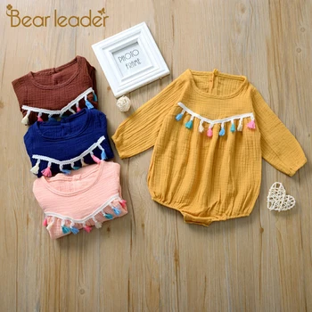 

Bear Leader Kids Clothing Baby Girls Autumn Romper 2020 New 6-24M Children Long Sleeve Solid Romper Casual Clothing Baby Clothes