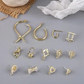 

10pcs/lot Zinc Alloy Geometric Pearl Heart Base Earrings Connector Charms DIY Earrings Jewelry Making Finding Accessories