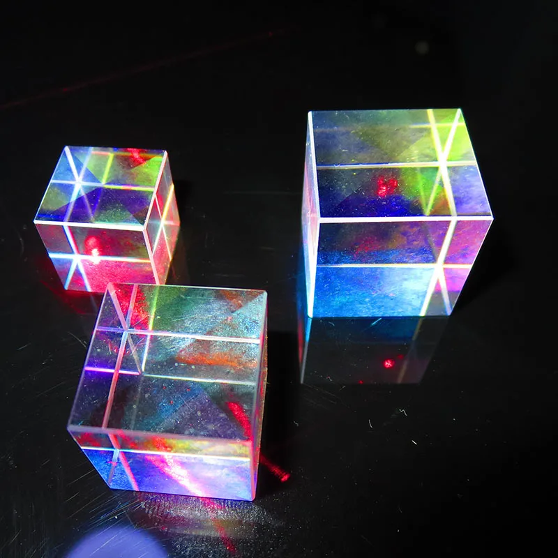 Splitter Cube Prism Six-Sided rainbow Light Combine Colorful Stained Glass Beam Splitter Optical Experiment Instruments Prisma